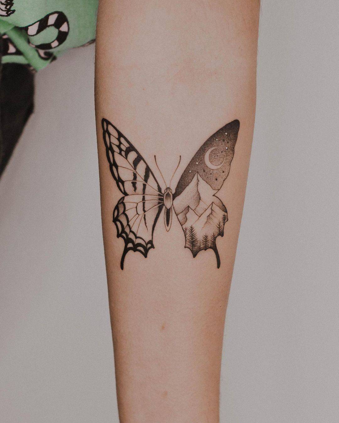 Details 91+ about half butterfly tattoo best .vn