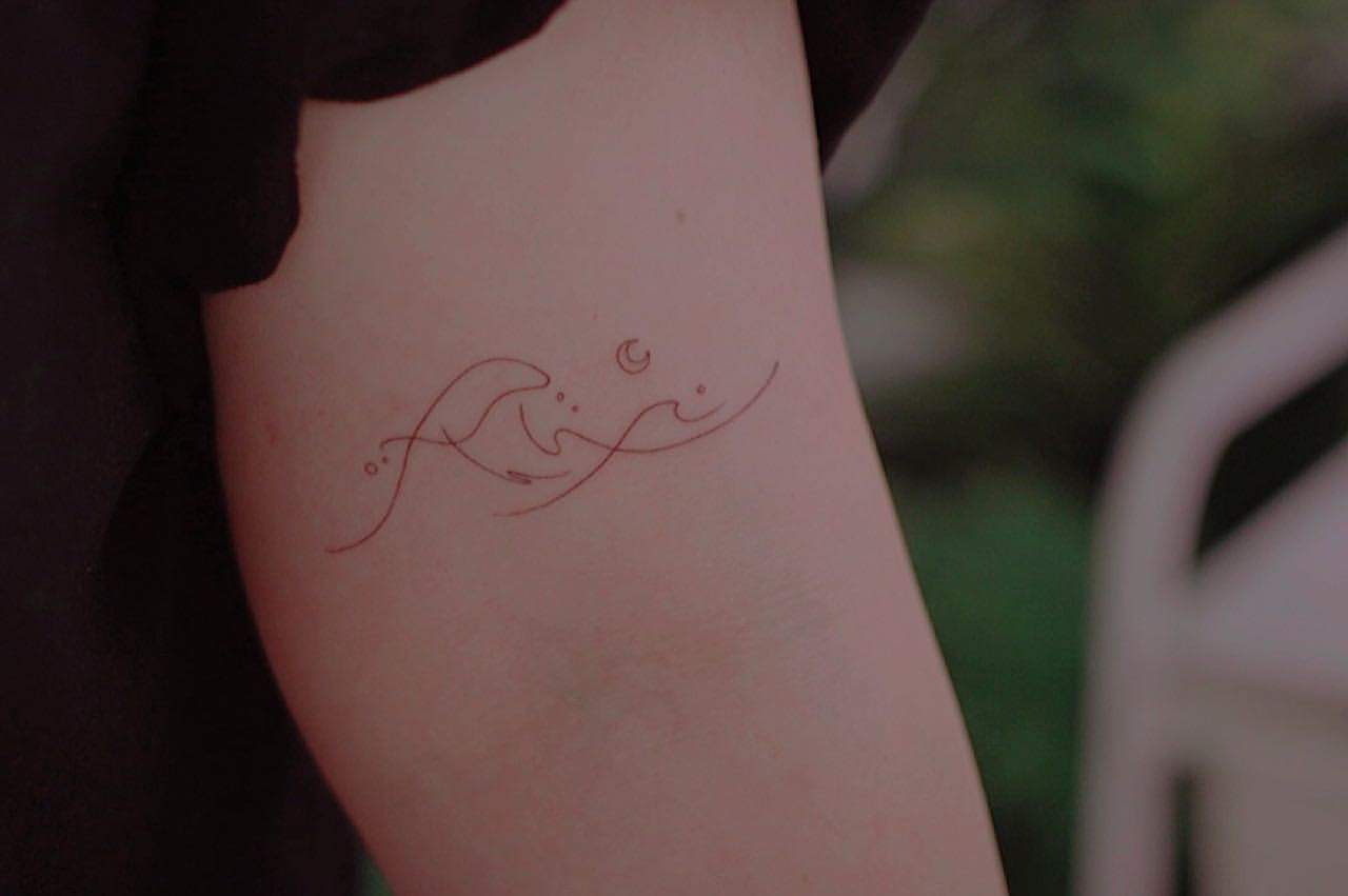 Waves Outline Temporary Tattoo - Etsy