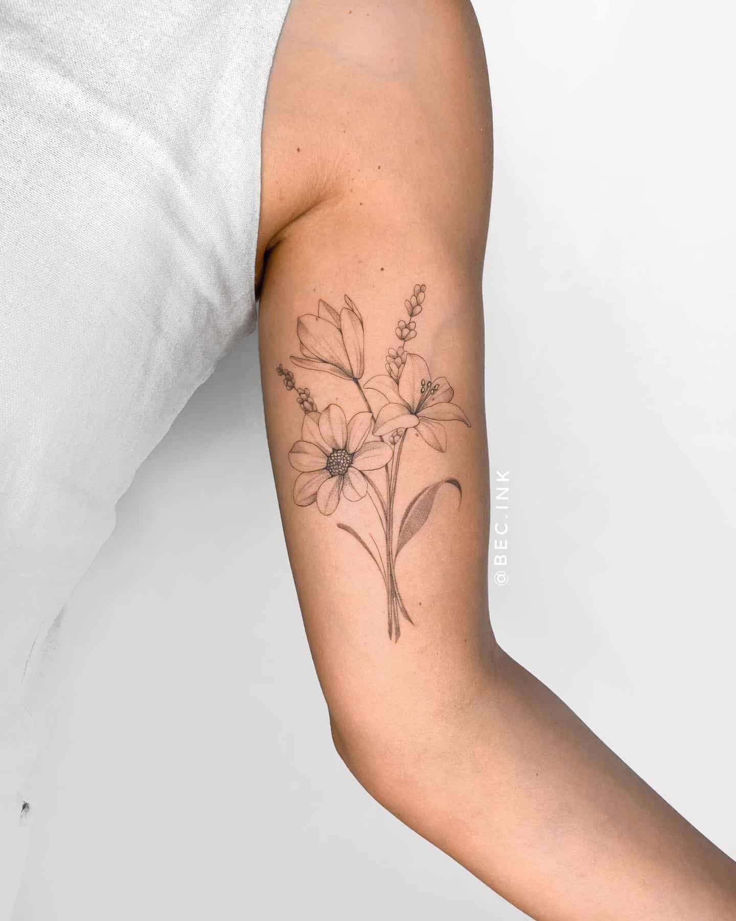 Have a picnic breathe balanced flower bouquet tattoo Professor Marked  clearly