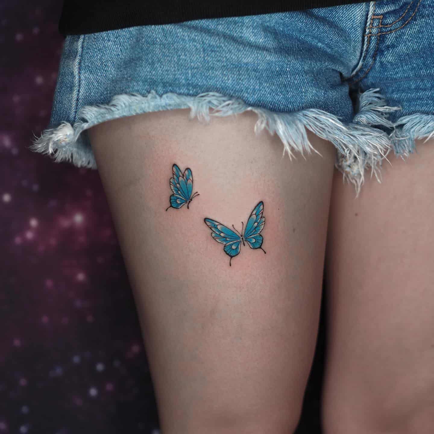 Butterfly Thigh Tattoo Ideas 26
