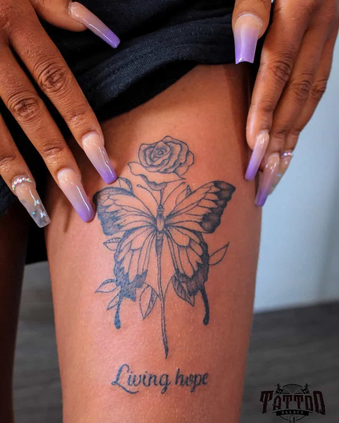 Butterfly Thigh Tattoo Ideas 3