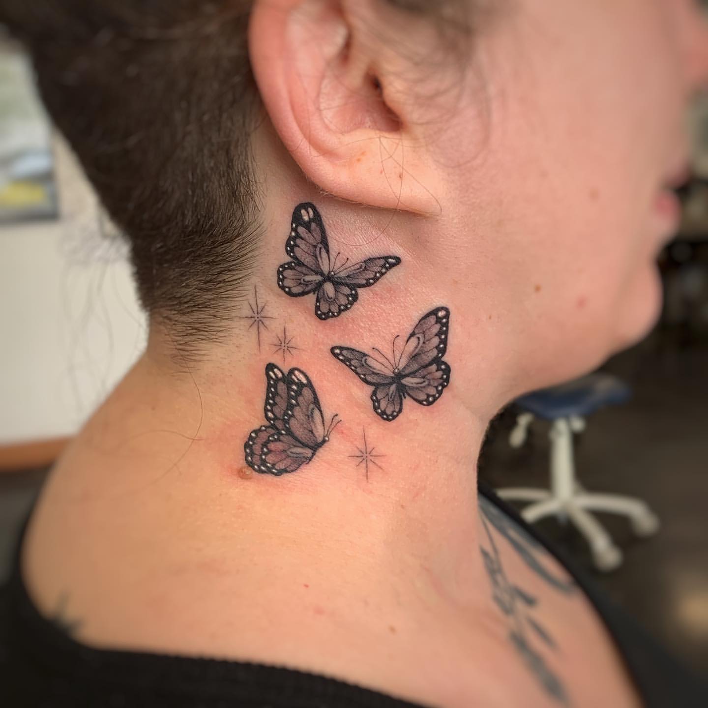 Butterfly Neck Tattoo Ideas 1