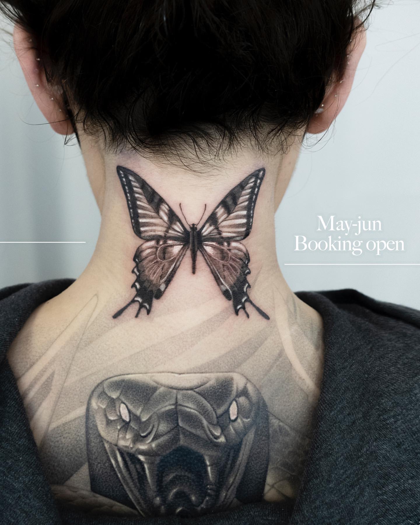 Butterfly Neck Tattoo Ideas 2
