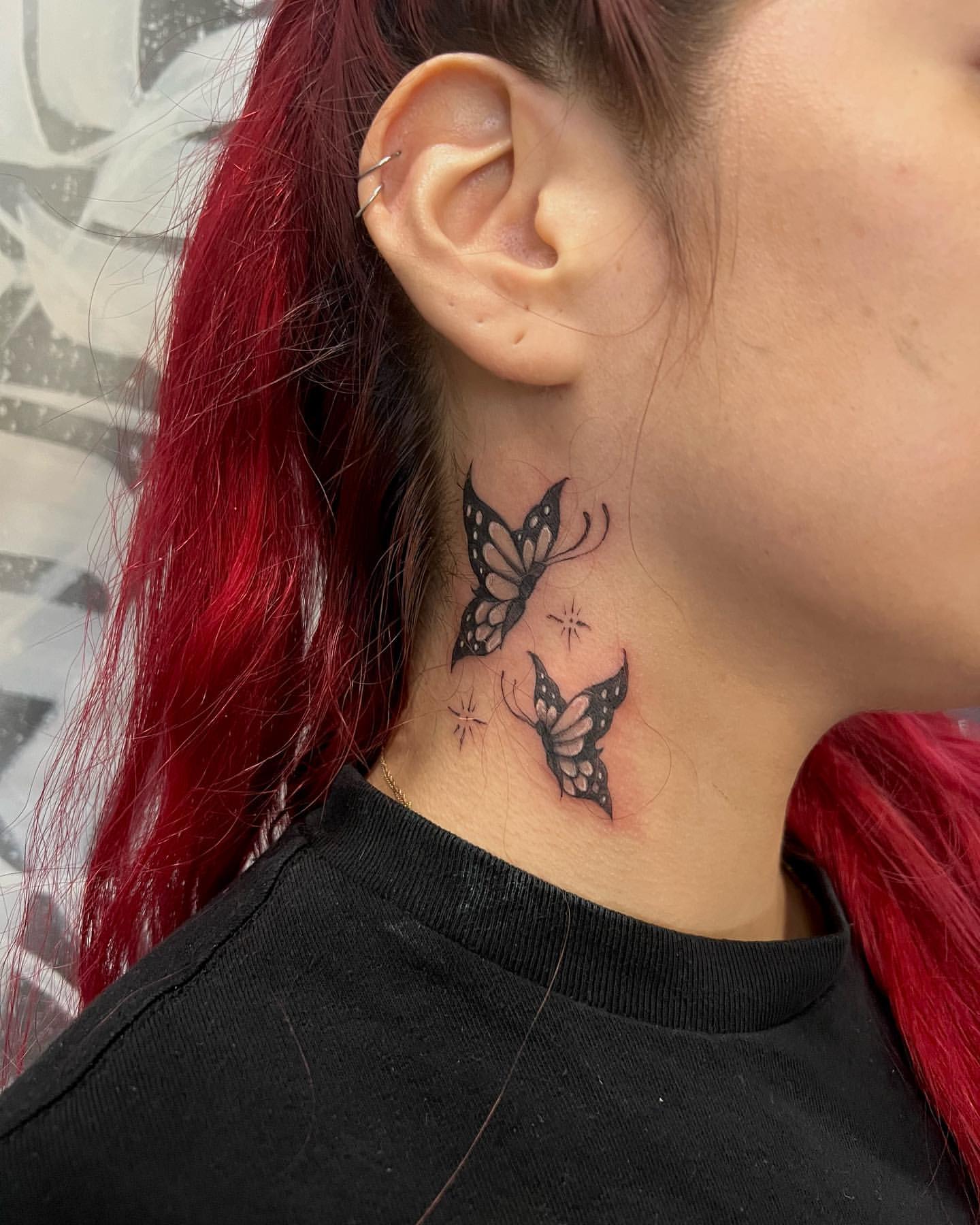 Butterfly Neck Tattoo Ideas 4