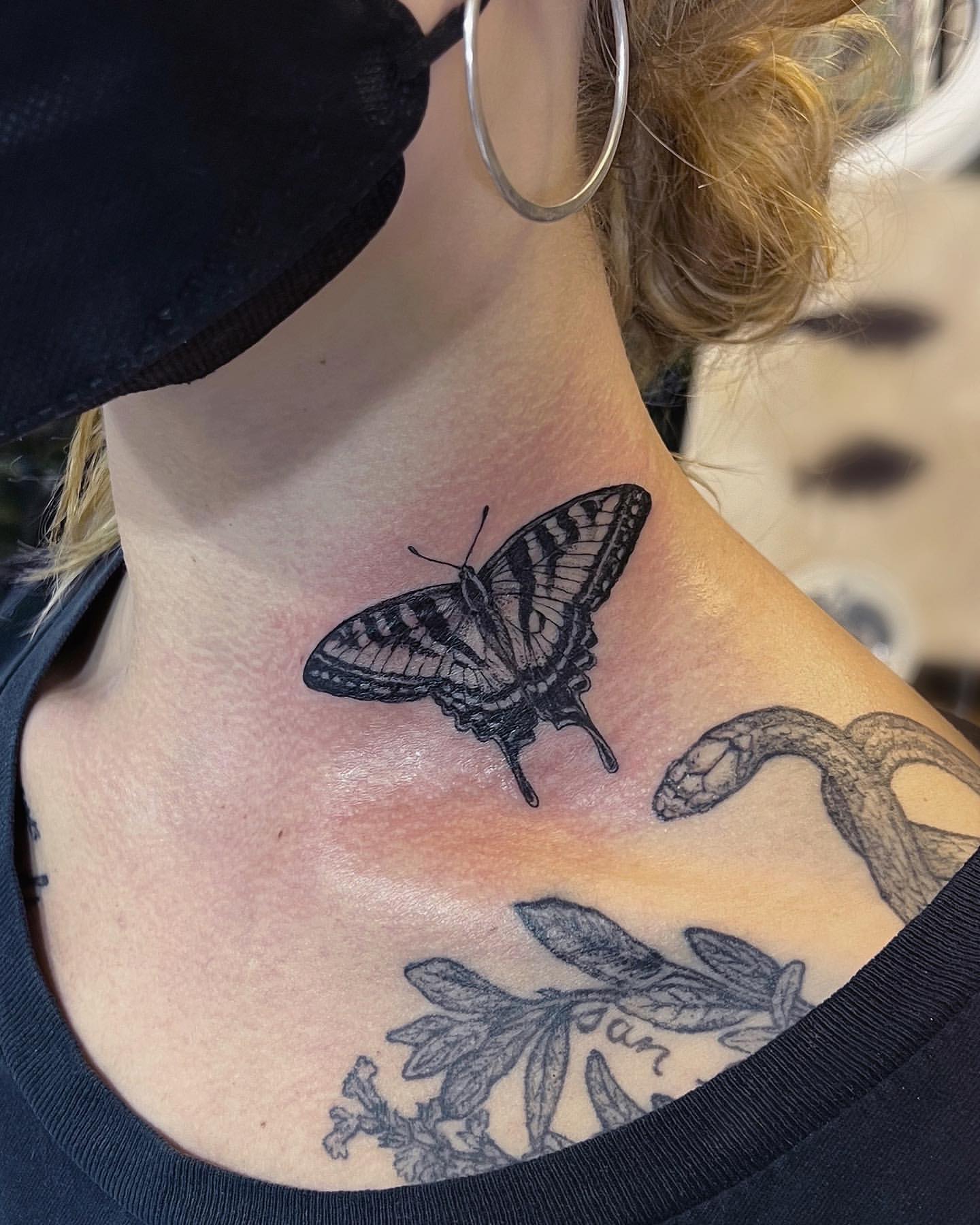 Butterfly Neck Tattoo Ideas 6