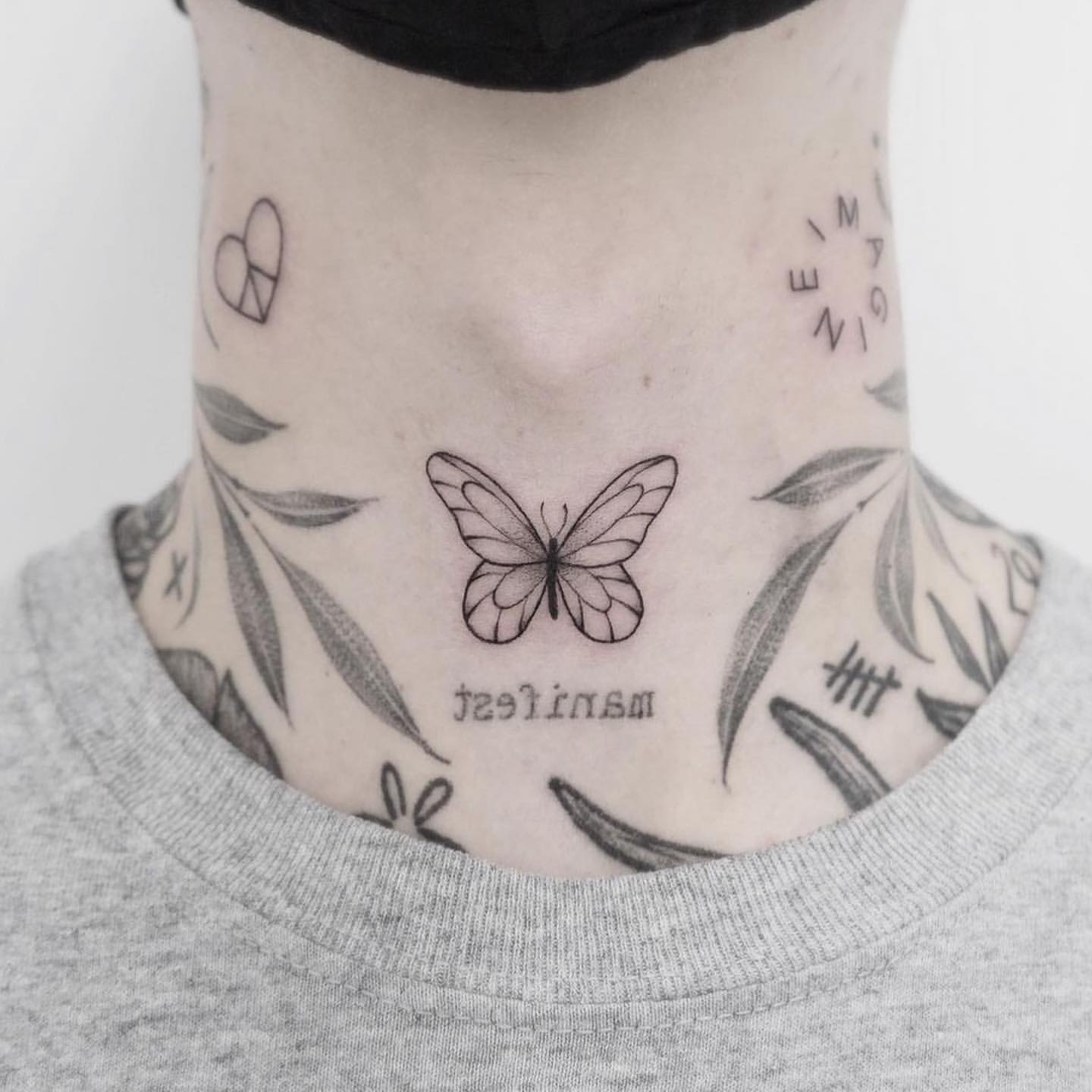 Butterfly Neck Tattoo Ideas 7