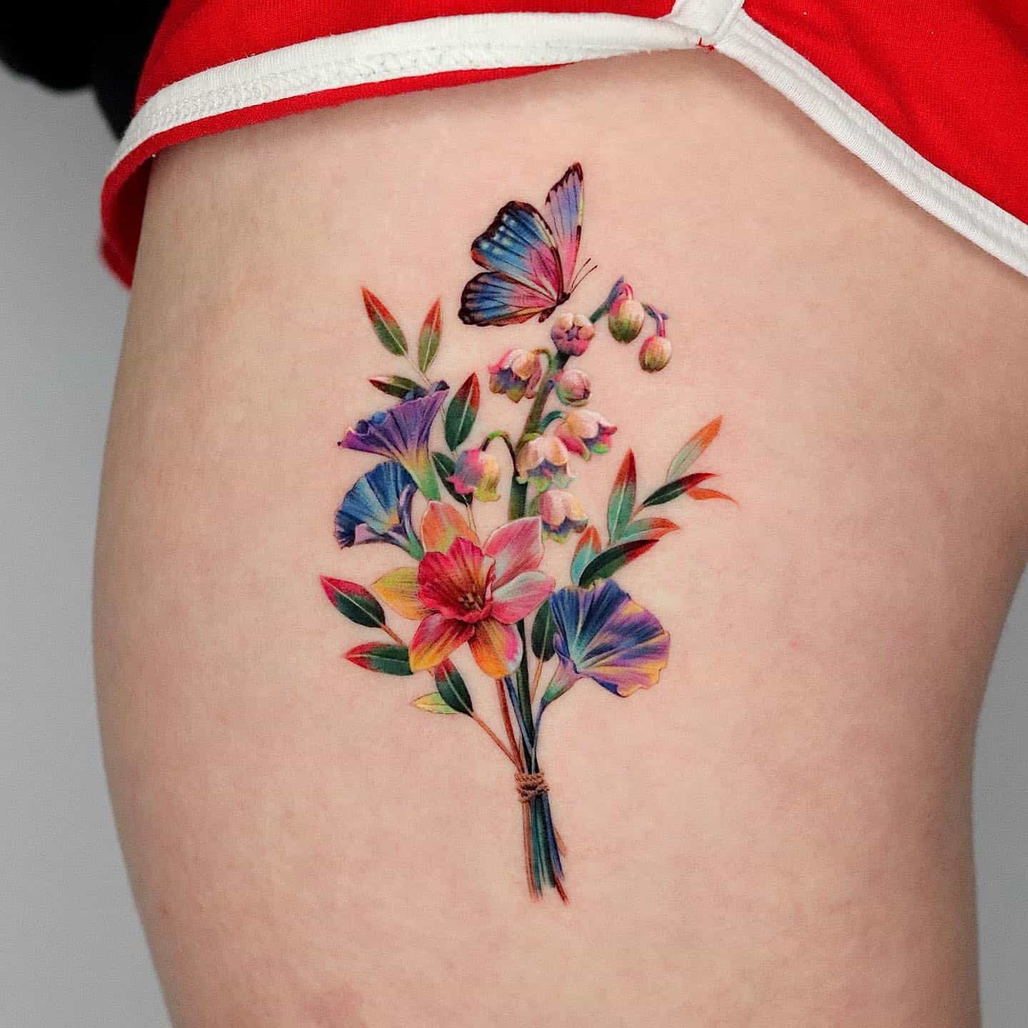 Butterfly Thigh Tattoo Ideas 18