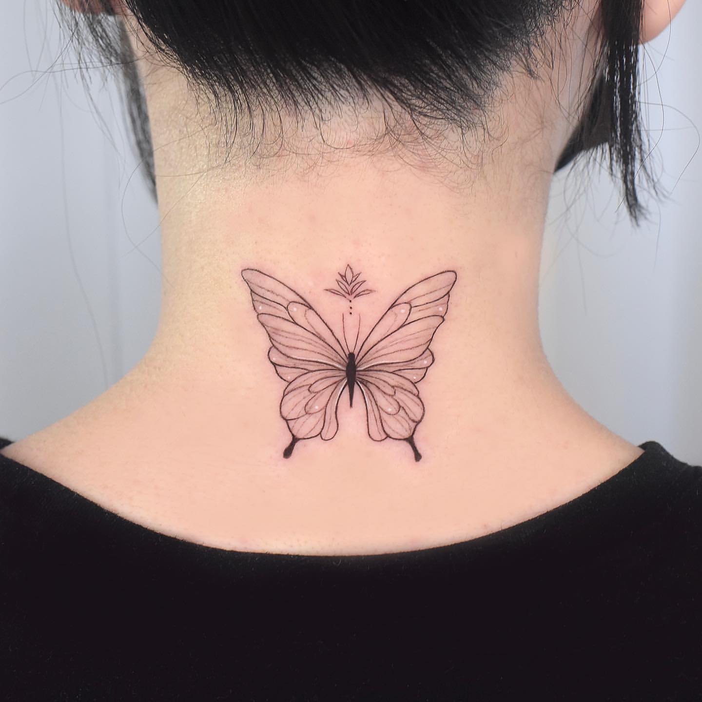Butterfly Neck Tattoo Ideas 11