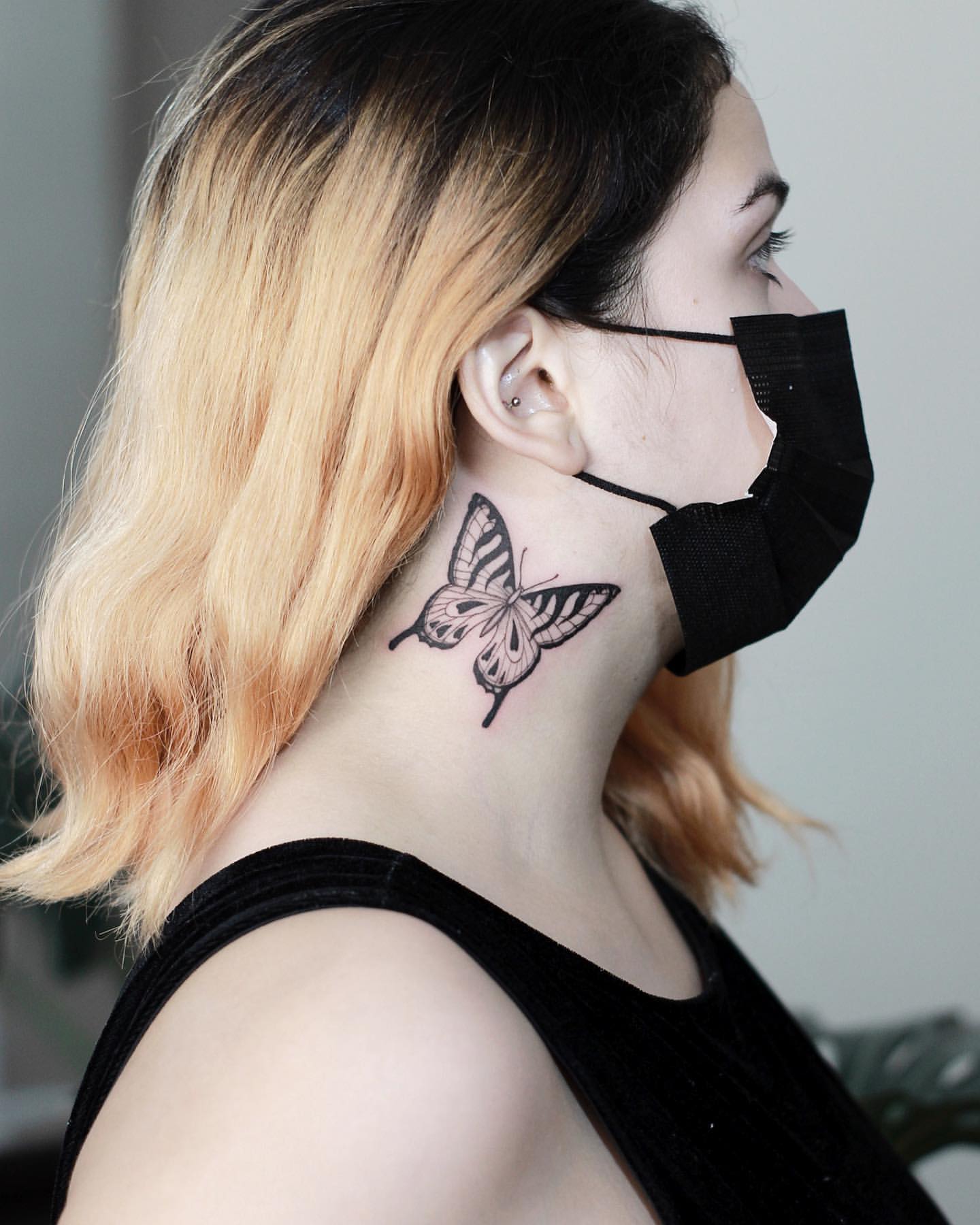 Butterfly Neck Tattoo Ideas 12