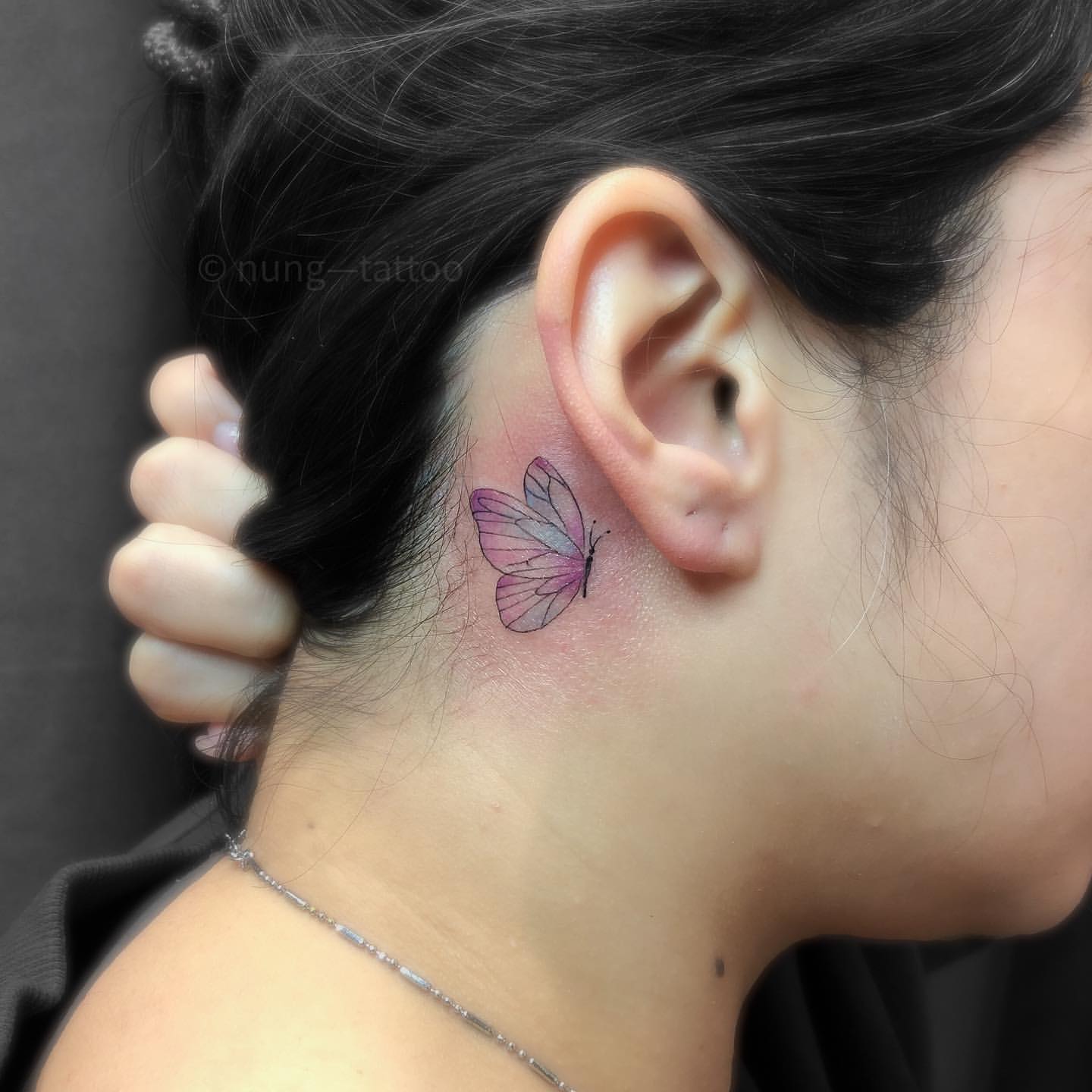 Butterfly Behind Ear Tattoo Ideas 6