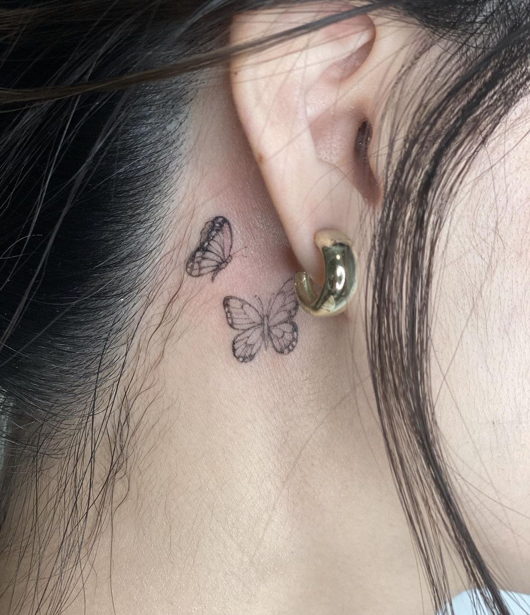 Butterfly Behind Ear Tattoo Ideas 16