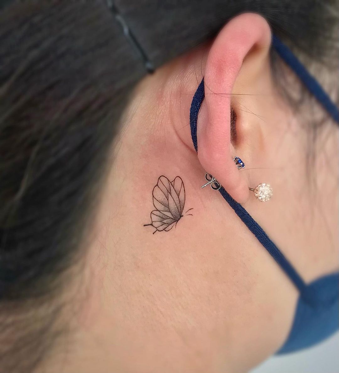 Butterfly Behind Ear Tattoo Ideas 18