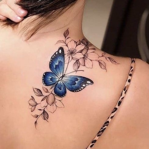 Blue Butterfly Tattoo Ideas 15