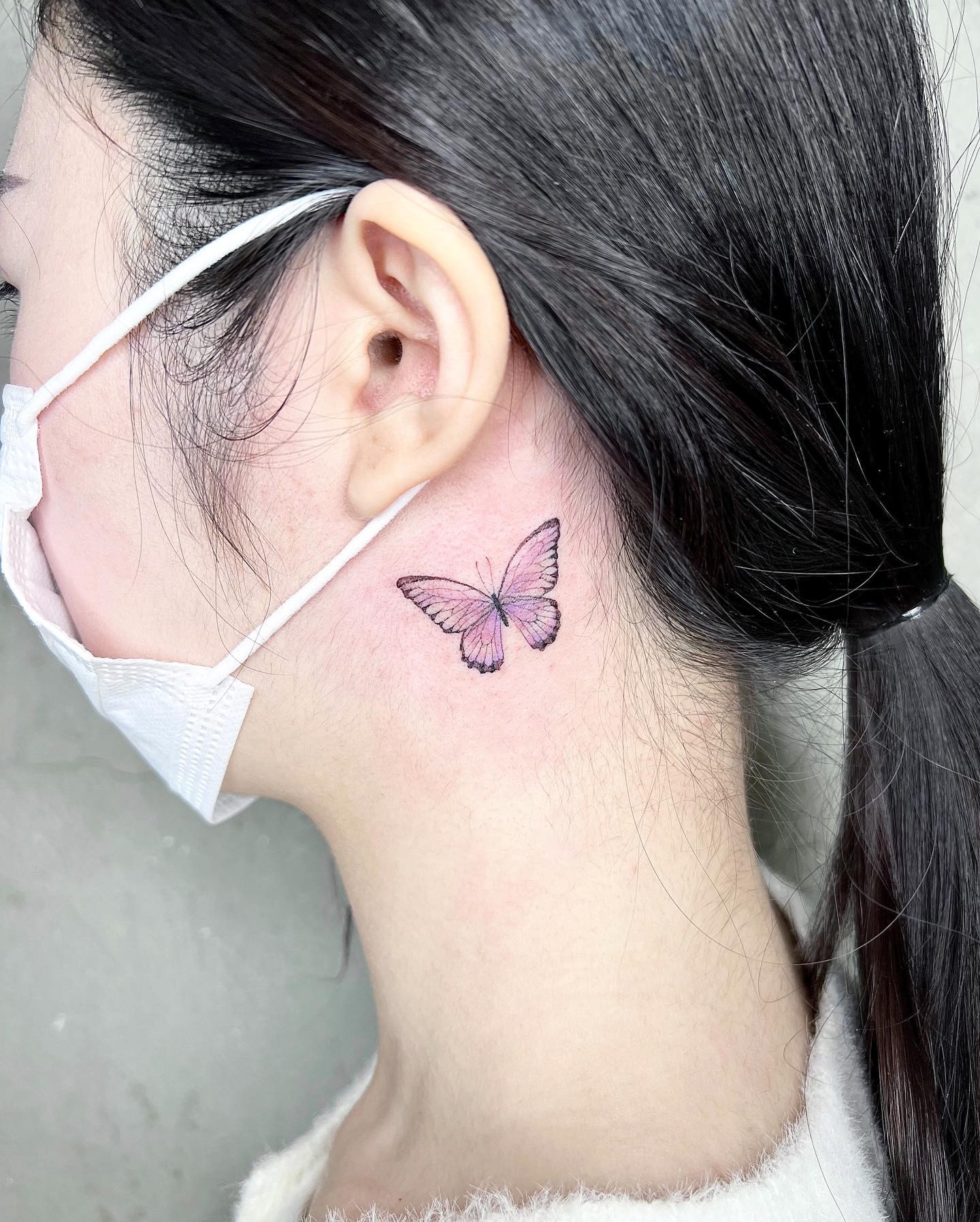 Butterfly Behind Ear Tattoo Ideas 7