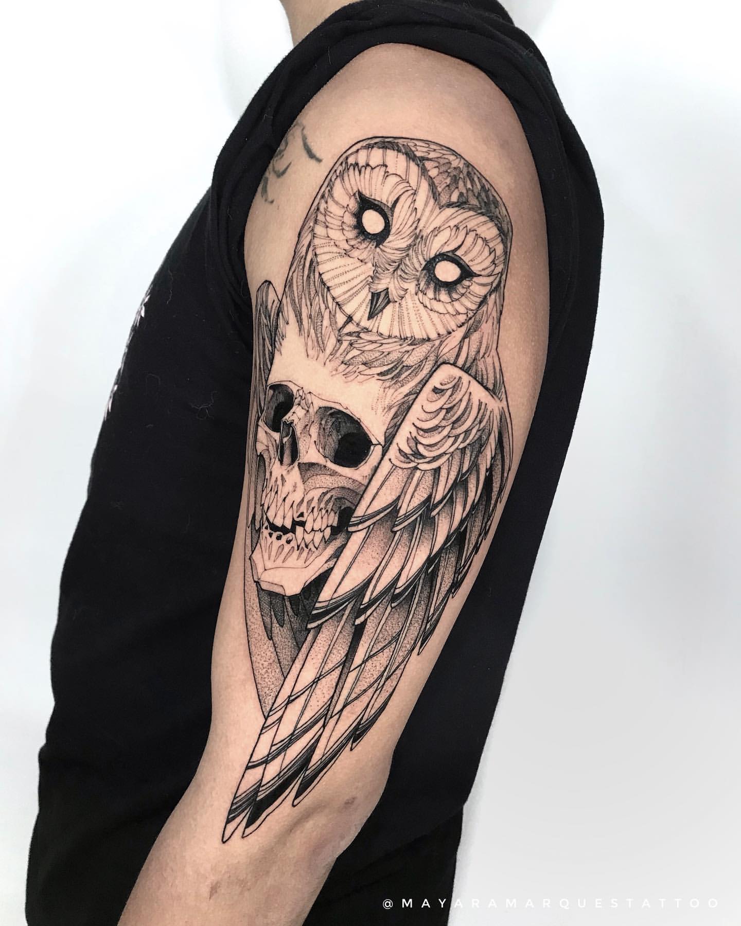 Premium Vector  Tattoo art owl fly hand drawing sketch black and white